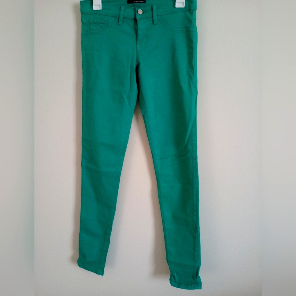 Flying Monkey Juniors Size 7 Green Denim Skinny Leg Jeggings